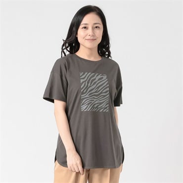 オーガニックコットン 裾ラウンドアニマル柄Ｔシャツ レディス JEUNE MAMAN(ジュネママン) AS-1980-2808A