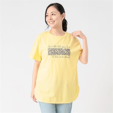 オーガニックコットン 裾ラウンドアニマル柄Ｔシャツ レディス JEUNE MAMAN(ジュネママン) AS-1980-2808A(ウスキイロ-M)
