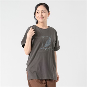 オーガニックコットン 裾スリットＴシャツ レディス JEUNE MAMAN(ジュネママン) AS-1980-2808B(チャコ－ルグレ－-M)