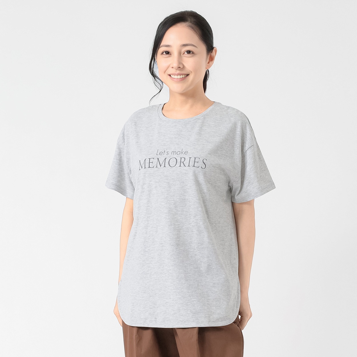 オーガニックコットン 裾ラウンドロゴＴシャツ レディス JEUNE MAMAN(ジュネママン) AS-1980-2808D(Ａウスクロ-XL)