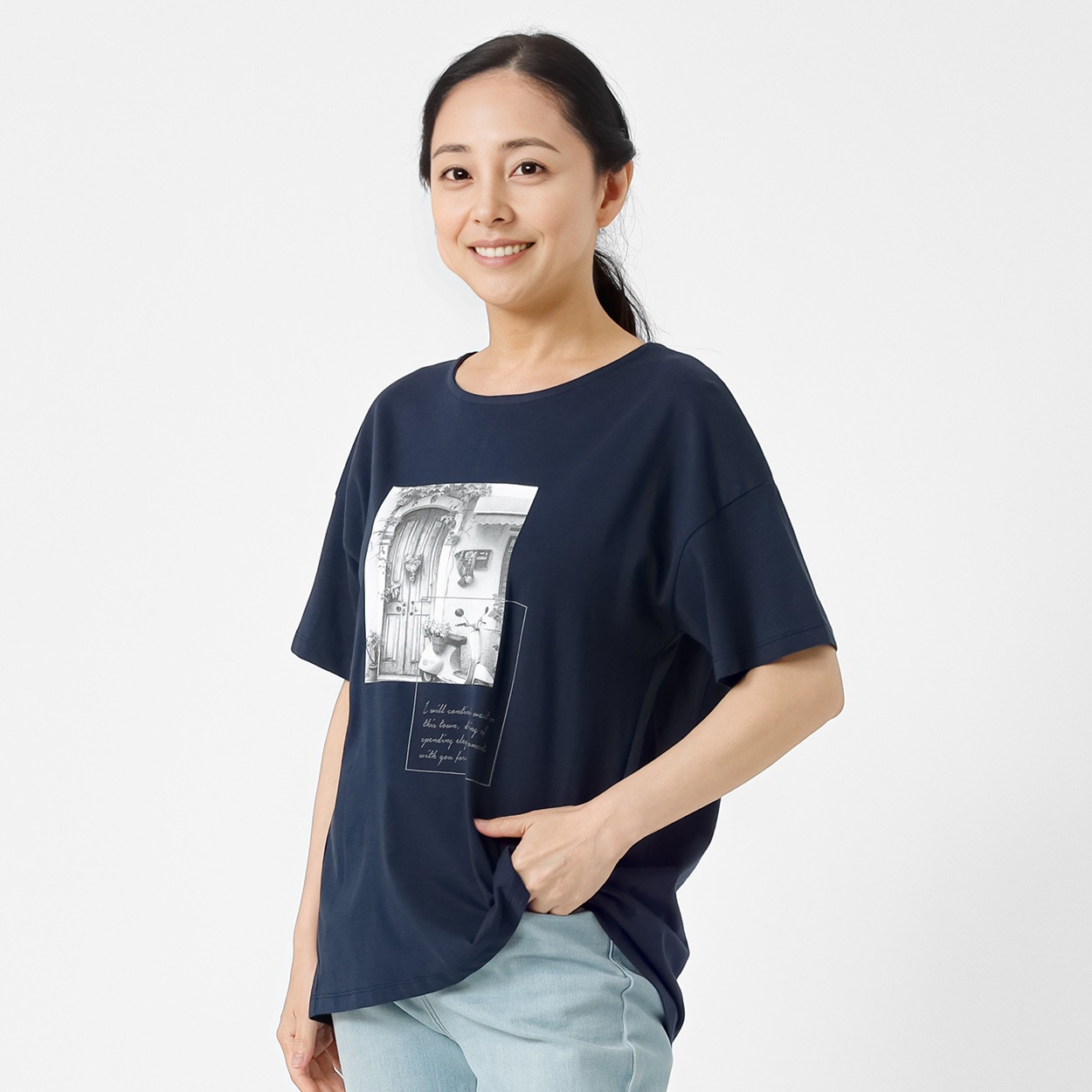オーガニックコットン フォトモチーフプリントＴシャツ レディス JEUNE MAMAN(ジュネママン) AS-1980-2809A(コイアオ-M)