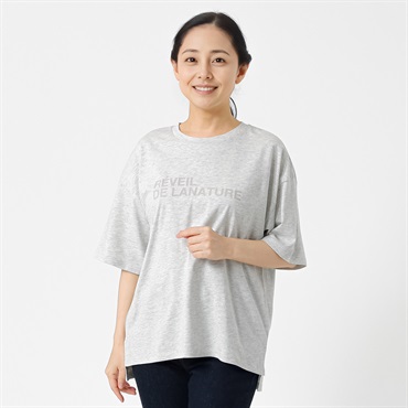 オーガニックコットン ロゴ入りドロップショルダーＴシャツ レディス JEUNE MAMAN(ジュネママン) AS-1980-2809B(Ａウスクロ-M)
