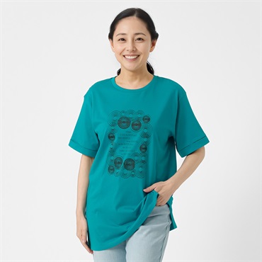 オーガニックコットン ロールアッププリントＴシャツ レディス JEUNE MAMAN(ジュネママン) AS-1980-2809D(コイミドリ-M)