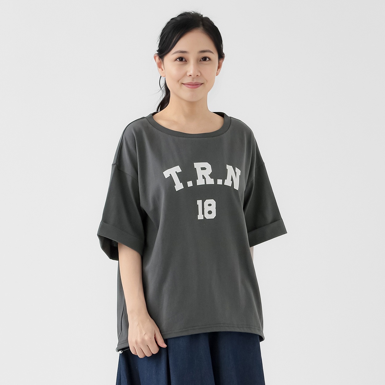 半袖裾ドロストプリントTシャツ レディス JEUNE MAMAN(ジュネママン