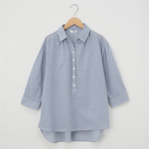 72丈綿テンセルスキッパープルオーバー レディス JEUNE MAMAN(ジュネママン) HI-232253(アオストライプ-M)