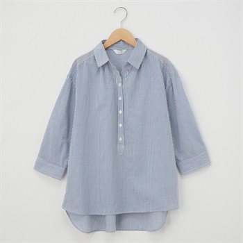 72丈綿テンセルスキッパープルオーバー レディス JEUNE MAMAN(ジュネママン) HI-232253(アオストライプ-M)