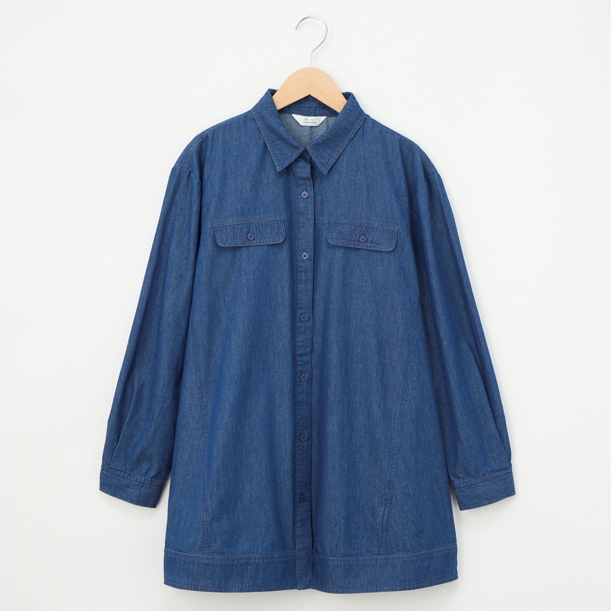 74丈デニム胸フラップ切替シャツ レディス JEUNE MAMAN(ジュネママン
