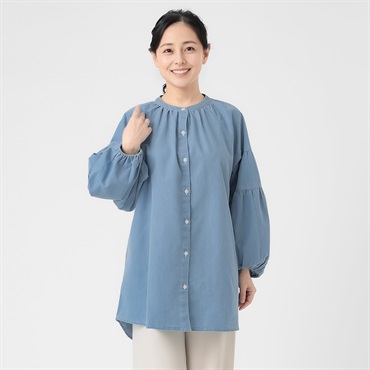 75丈袖切替バンド衿デニムチュニック レディス JEUNE MAMAN