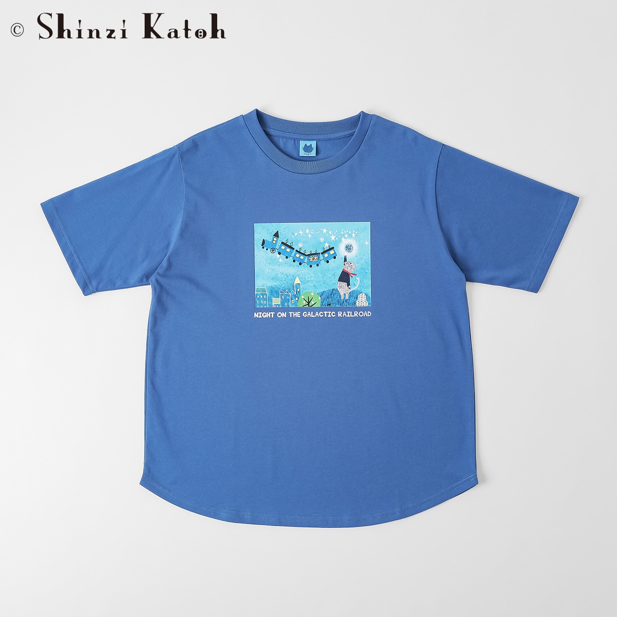 マドンナ 　ray of light　貴重 オフィシャル Tシャツ 青　Lサイズ シンジ・カトウ 銀河鉄道の夜プリントTシャツ レディス JEUNE MAMAN