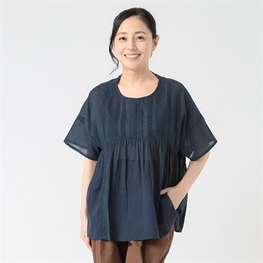 62丈エアリー綿ピンタッウブラウス レディス JEUNE MAMAN(ジュネママン) KA588-5685-26(コイアオ-M)