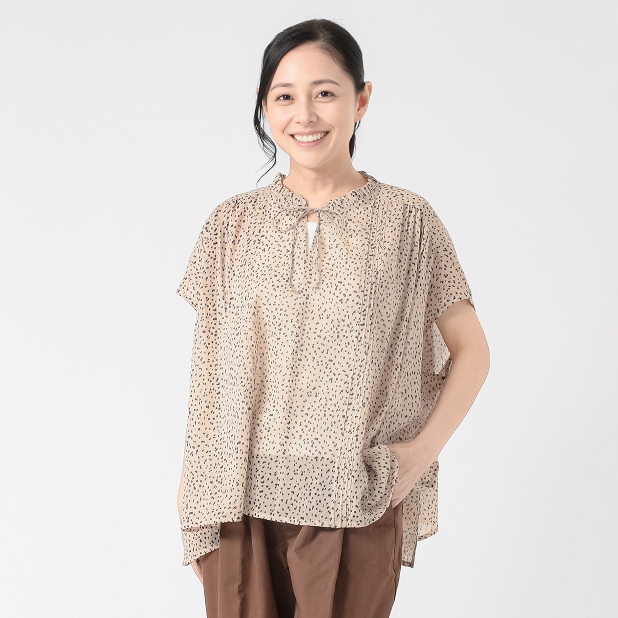 62丈エアリー綿リボンフリルブラウス レディス JEUNE MAMAN(ジュネママン) KA588-5686-26(Ａウスチャ-M)