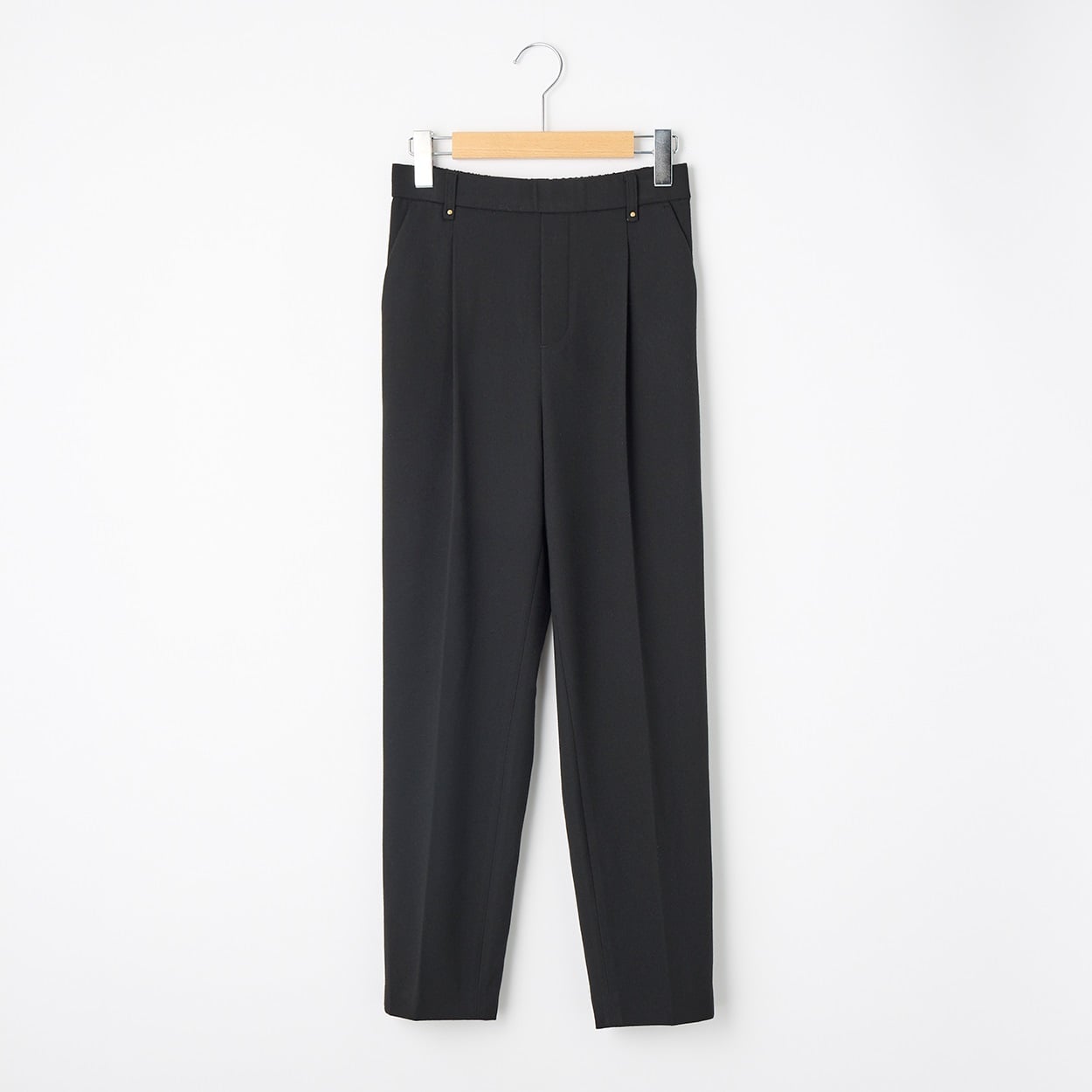 大人の素敵セットアップ 両面起毛テーパードパンツ レディス JEUNE MAMAN(ジュネママン) TV7056B0396R(クロ-L)