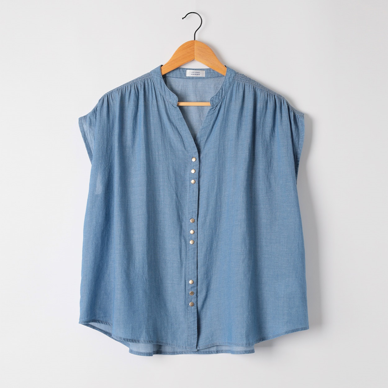 デニム前開きシャツ レディス JEUNE MAMAN(ジュネママン) VP-131NM(ウスアオ-XL)