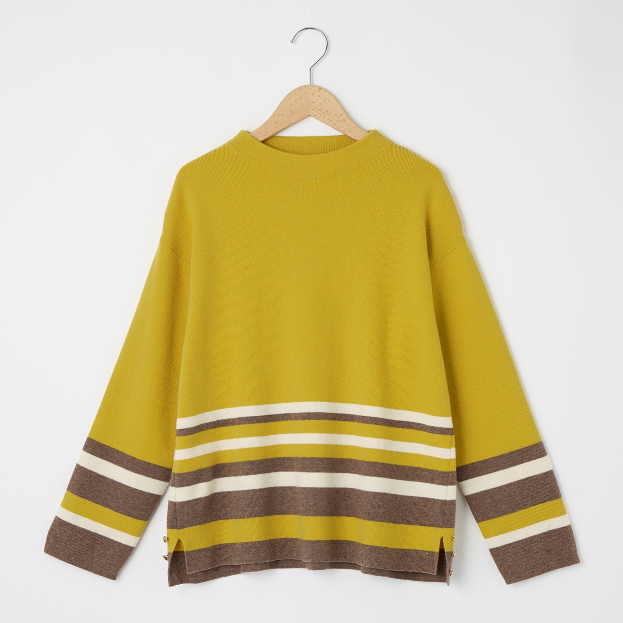 大人の素敵ニット ボタン付き配色プルオーバー レディス JEUNE MAMAN(ジュネママン) TV7052B0496R(コイキイロ-XL)