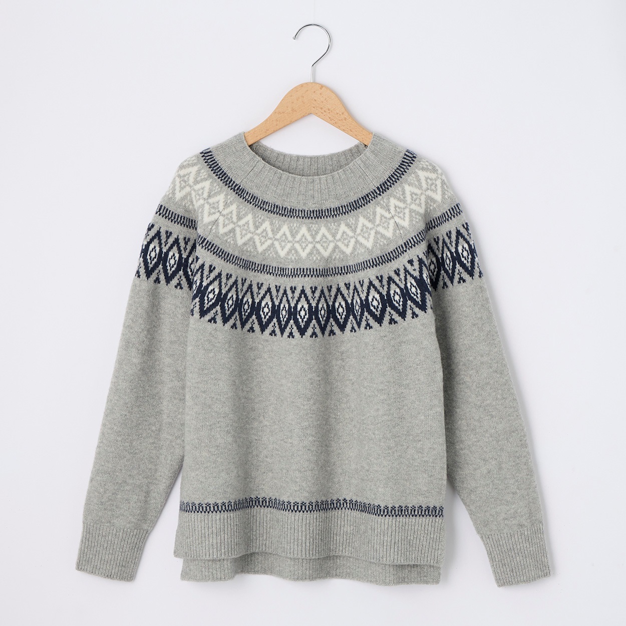 大人の素敵ニット フェアアイル柄プルオーバー レディス JEUNE MAMAN(ジュネママン) TV7052B09A6R(ウスクロ-L)
