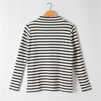 62丈うるおい加工ボトルネックTシャツ レディス JEUNE MAMAN(ジュネママン) AS-1980-3239A(シロ×クロボーダー-M)