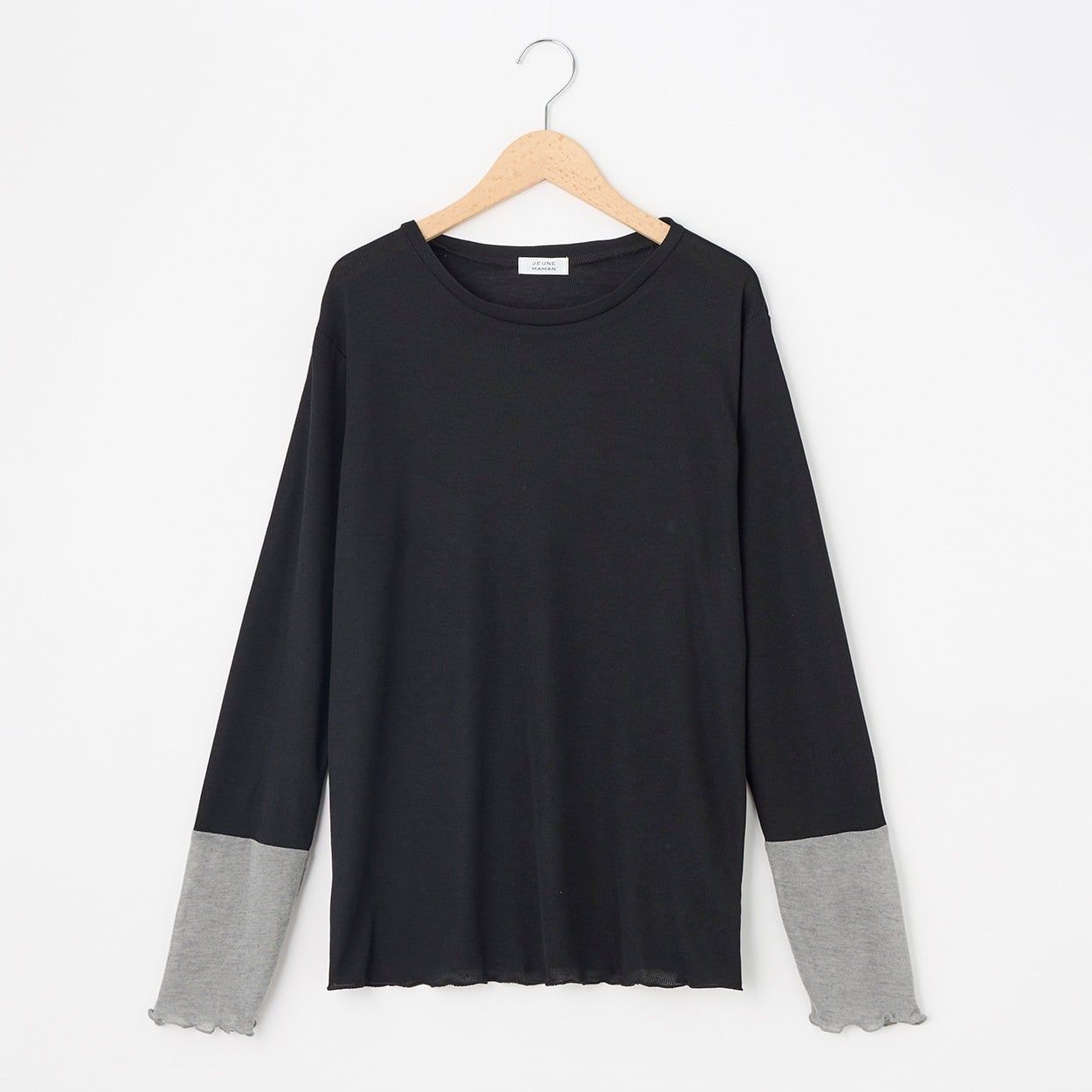 とよた真帆コラボ商品 袖配色切替プルオーバー レディス JEUNE MAMAN(ジュネママン) VPT-137HY(クロ-XL)