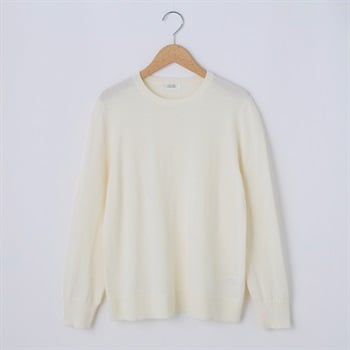 フィルビビ・イタリア糸使用クルーネックニットプルオーバー レディス JEUNE MAMAN(ジュネママン) 26AW-01(シロ-M)