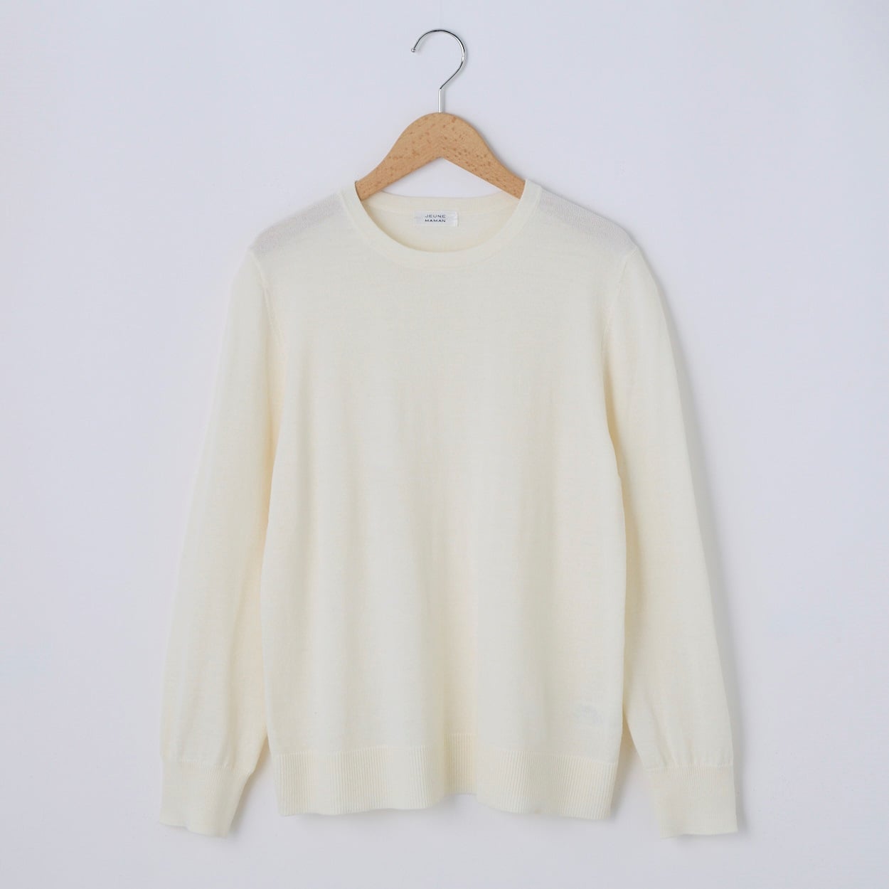 フィルビビ・イタリア糸使用クルーネックニットプルオーバー レディス JEUNE MAMAN(ジュネママン) 26AW-01(シロ-XL)