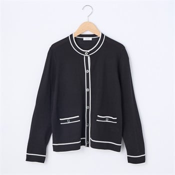 フィルビビ・イタリア糸使用配色カーディガン レディス JEUNE MAMAN(ジュネママン) 26AW-02(クロ-M)