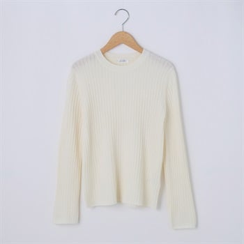 フィルビビ・イタリア糸使用リブクルーネックプルオーバー レディス JEUNE MAMAN(ジュネママン) 26AW-05(シロ-M)