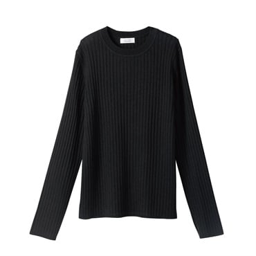 フィルビビ・イタリア糸使用リブクルーネックプルオーバー レディス JEUNE MAMAN(ジュネママン) 26AW-05(クロ-M)