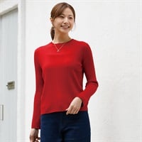 フィルビビ・イタリア糸使用リブクルーネックプルオーバー レディス JEUNE MAMAN(ジュネママン) 26AW-05(アカ-M)
