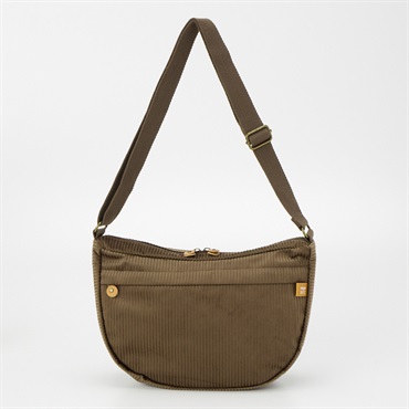 コーデュロイ ショルダーバッグ ブラウン コーデュロイ ラウンド 三日月型 ショルダー レディス SELF+