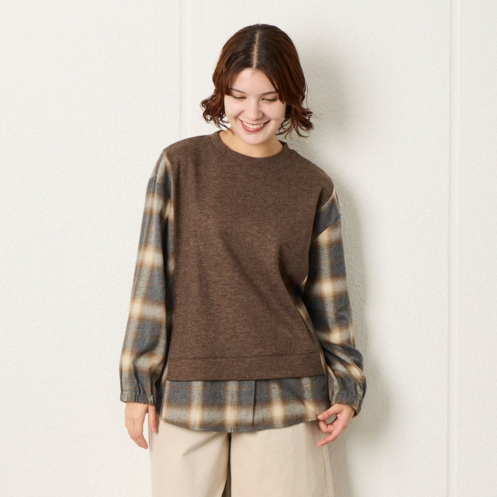 異素材切替プルオーバー オーガニック綿入り レディス SELF+SERVICE