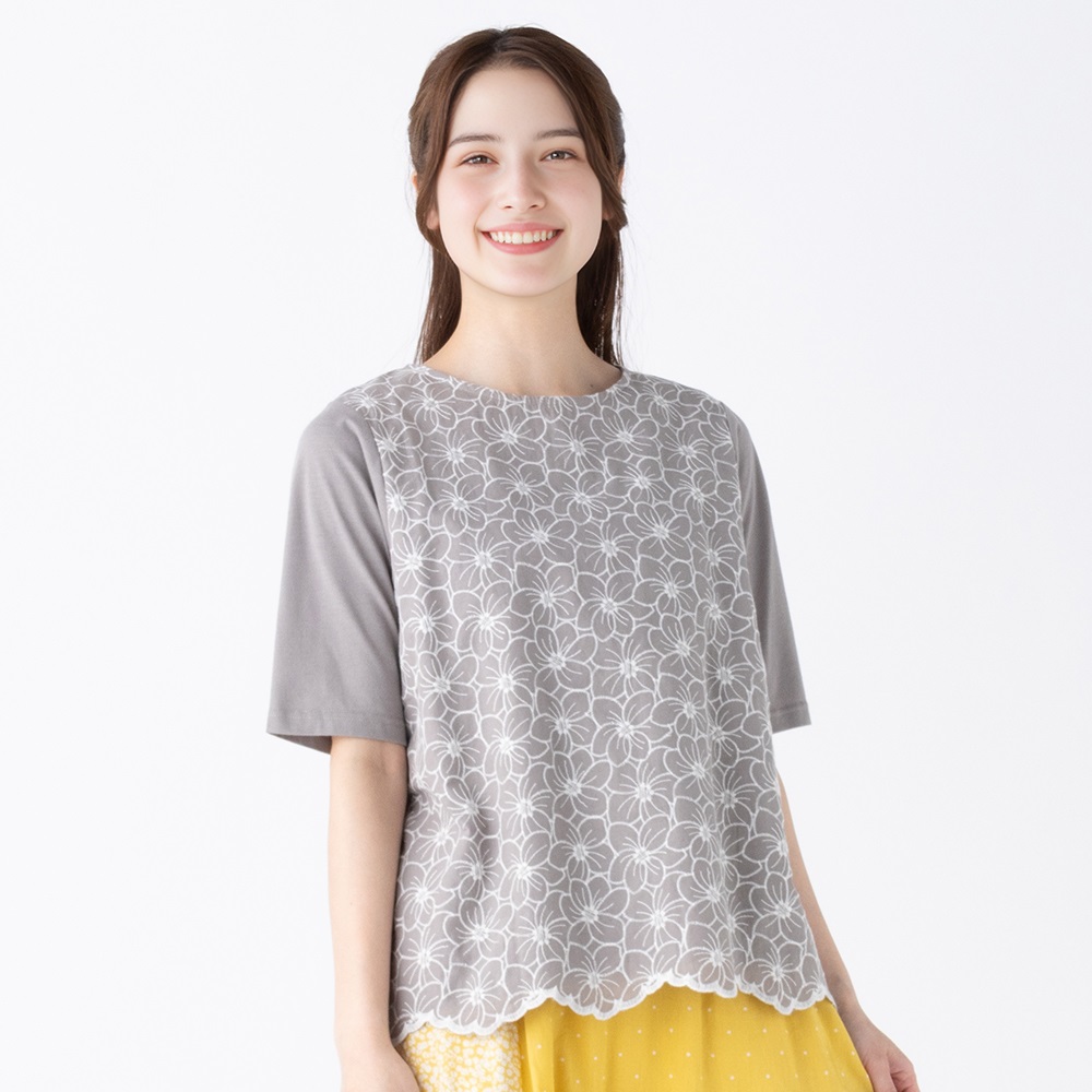 tシャツ オーガニック・バンブー　立体裁断トップス レディース オーガニック綿糸 フォレストプリントTシャツ レディス SELF+