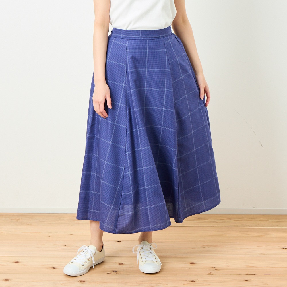 先染めチェックスカート リサイクルポリエステル入 レディス SELF+  