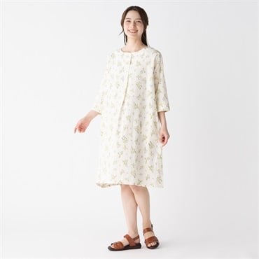 ポイント25倍対象商品】5分袖ブーケ花ワンピース オーガニック