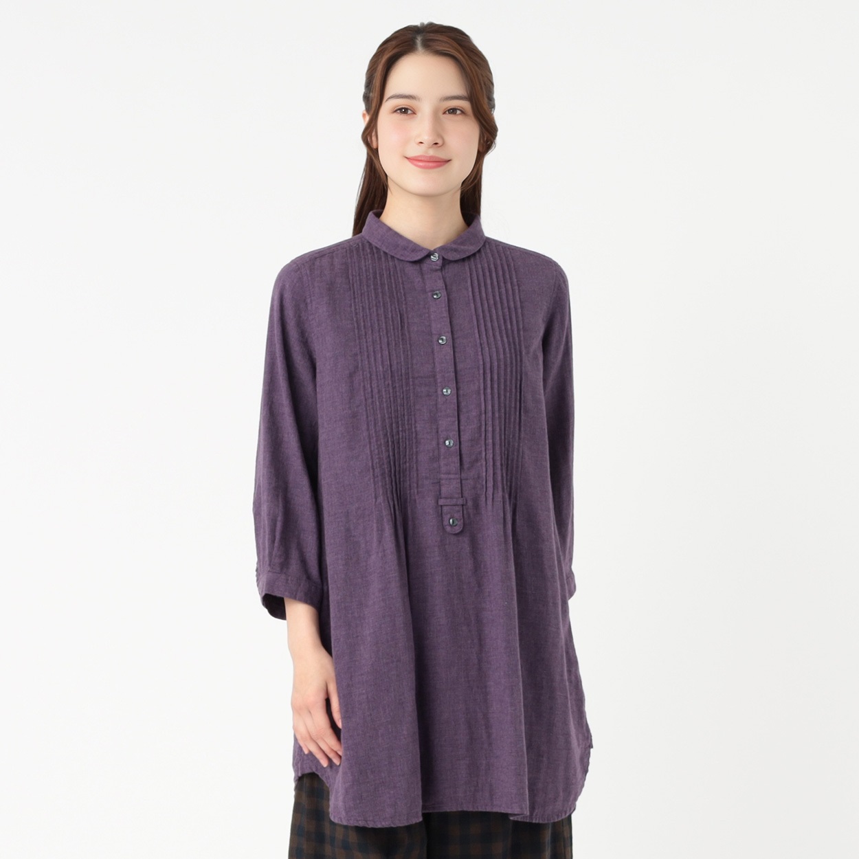 cheer リネンチュニック パープルグレー cheer リネンチュニック