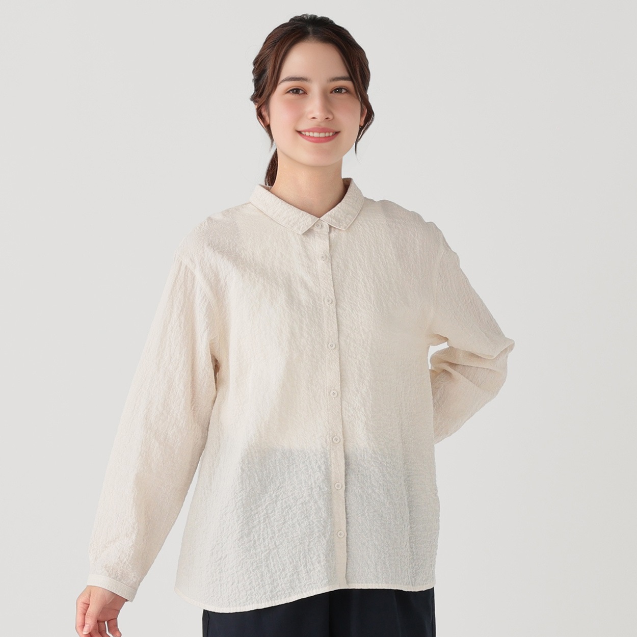 えみおわす スタンドカラーシャツ ◎うさと◎ トップス スタンドカラー