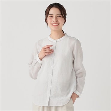 【ポイント20倍対象商品】オーガニック綿入 クレリックシャツ レディス SELF+SERVICE(セルフ＋サービス)