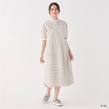 【ポイント25倍対象商品】リサとガスパール 刺繡入りワンピース  レディス SELF+SERVICE(セルフ＋サービス)(ベージュ-L)