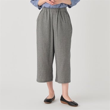 【ポイント20倍対象商品】ウォッシュドコットンワイドクロプトパンツ オーガニック綿入 レディス SELF+SERVICE(セルフ＋サービス)
