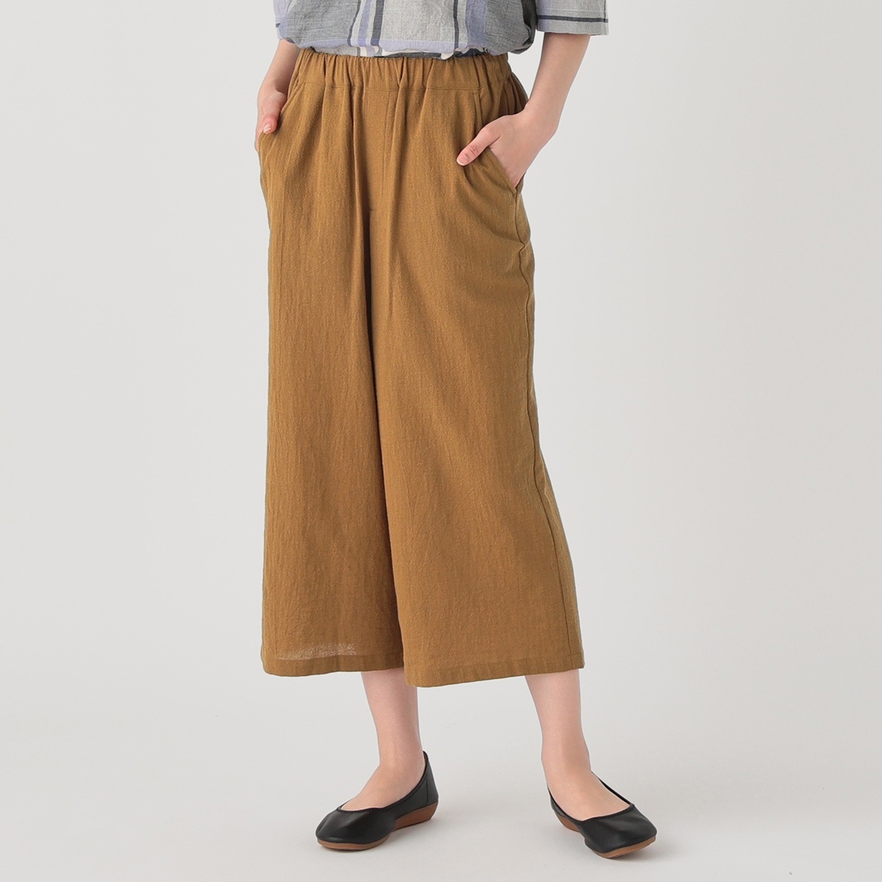 ウォッシュドコットンワイドクロプトパンツ オーガニック綿入