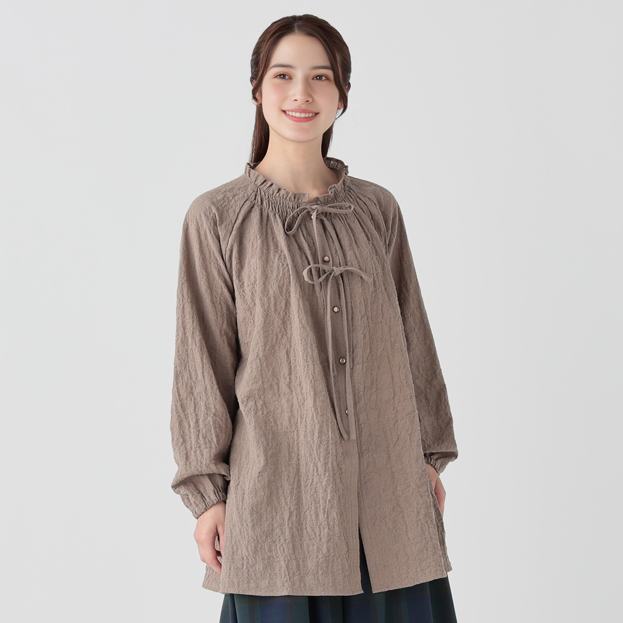 強撚リボン使いチュニック オーガニック綿入 レディス SELF+SERVICE