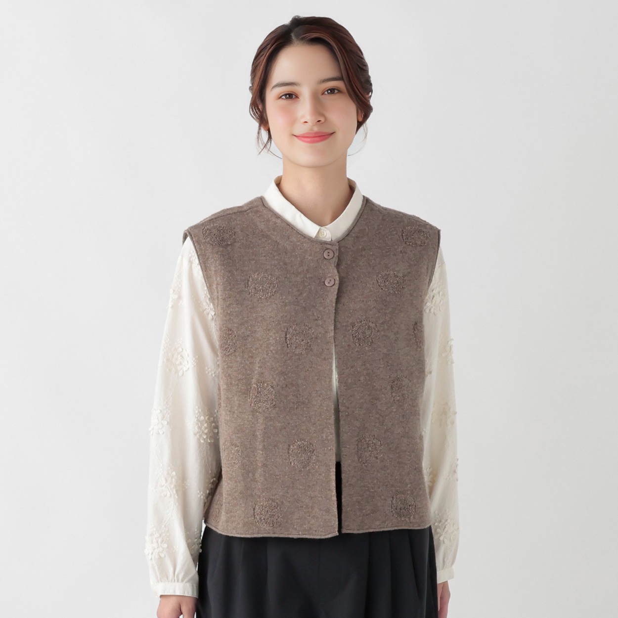 EXPAND ラムウール混ドット柄2wayベスト レディス SELF+SERVICE