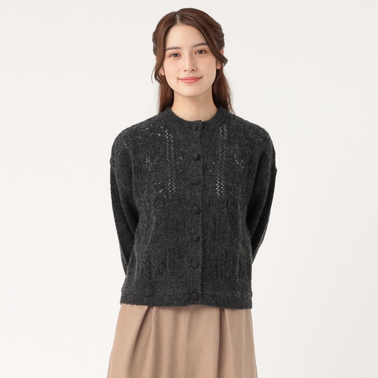 リンネル11月号奈緒さん着用アイテム】 EXPAND透かし編みカーディガン