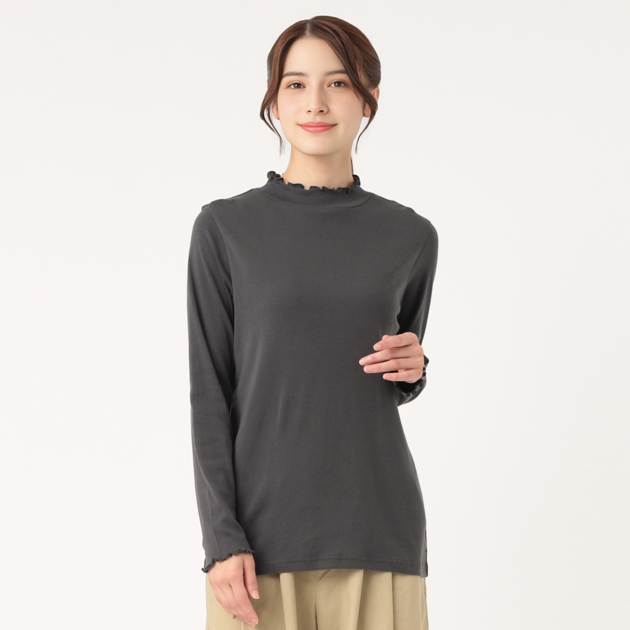 オーガニック綿糸 メローハイネックTシャツ レディス SELF+SERVICE 