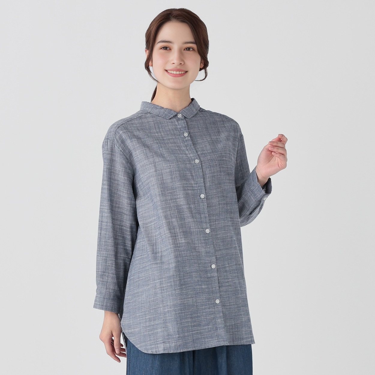 バックタックデザインシャツ オーガニック綿入 レディス SELF+ バックタックデザインシャツ オーガニック綿入 レディス SELF+