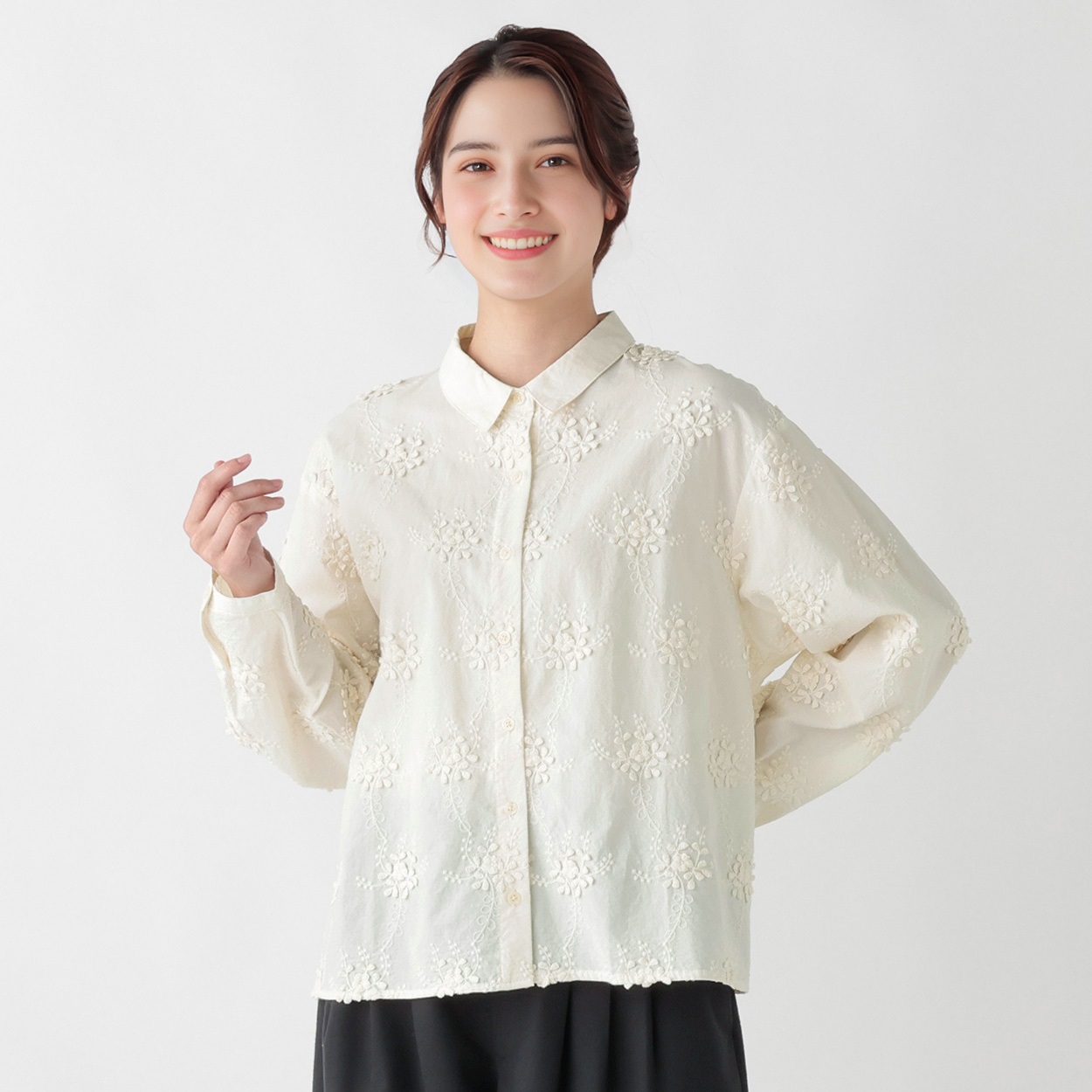 EXPAND オーガニック綿入 刺繍ブラウス レディス SELF+SERVICE(セルフ