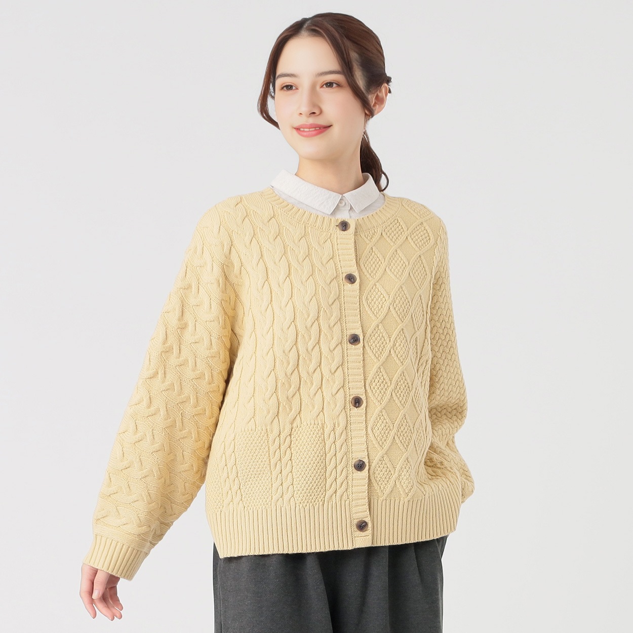 パッチワーク2WAYニットカーデ レディス SELF+SERVICE(セルフ＋