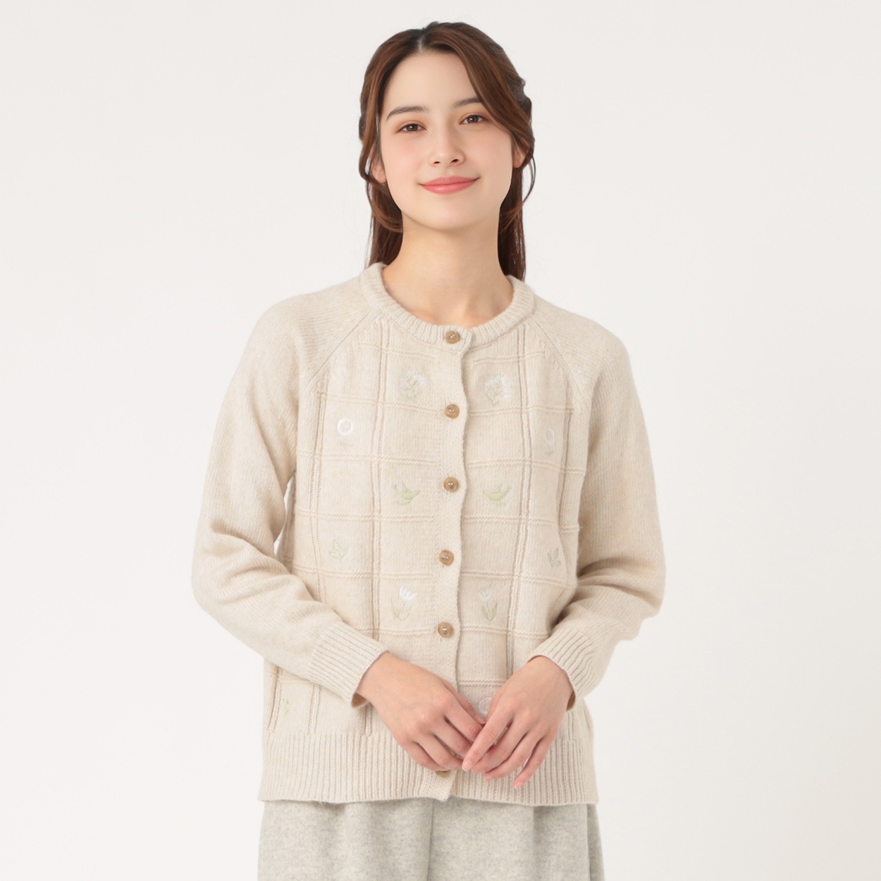 刺繍入ニットカーディガン レディス SELF+SERVICE(セルフ＋サービス