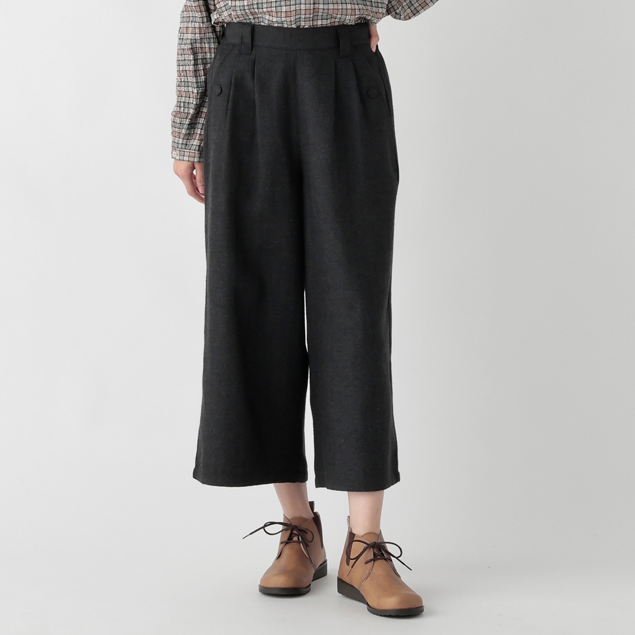 再生ポリエステル入 柄ワイドクロプトパンツ レディス SELF+SERVICE