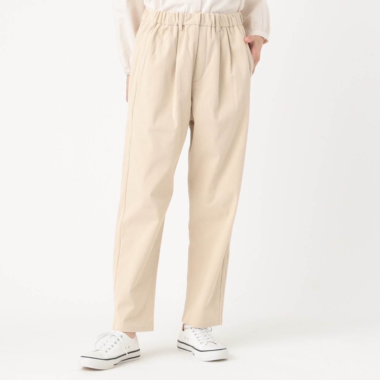 再生ポリエステル入 コールテーパードパンツ レディス SELF+SERVICE