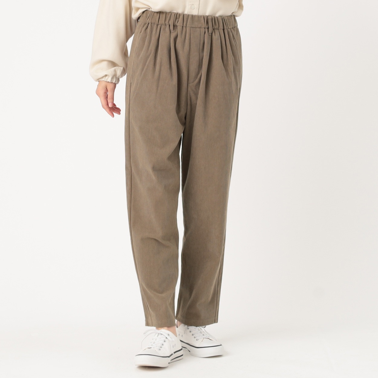 再生ポリエステル入 コールテーパードパンツ レディス SELF+SERVICE