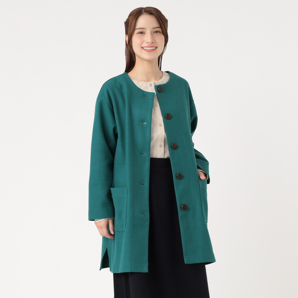 カットメルトンノーカラーコート レディス SELF+SERVICE(セルフ＋